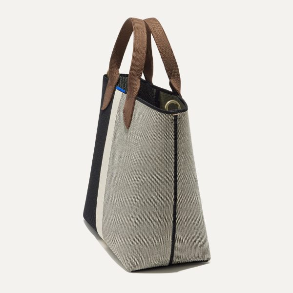 The Lightweight Petite Tote - Black Portobello Stripe - Image 5