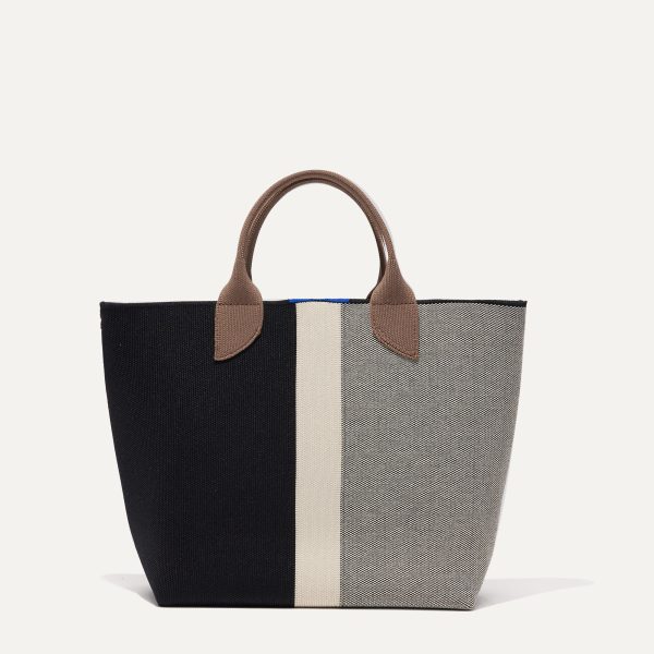 The Lightweight Petite Tote - Black Portobello Stripe - Image 2