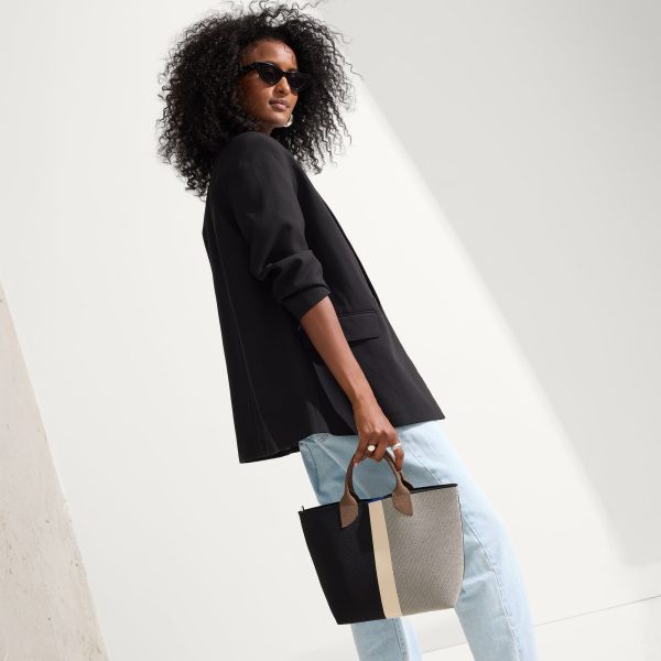 The Lightweight Petite Tote - Black Portobello Stripe - Image 4