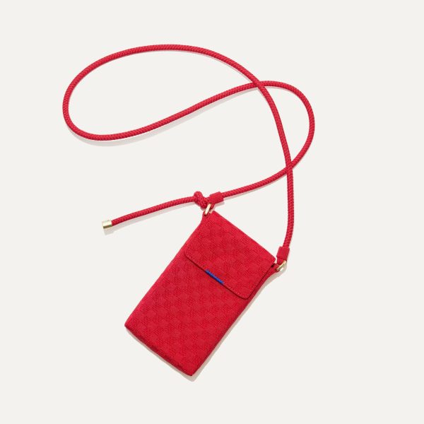The Phone Crossbody - Red Crisp Basketweave