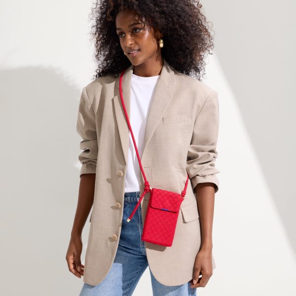 The Phone Crossbody - Red Crisp Basketweave - Image 2