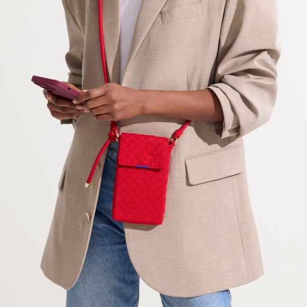 The Phone Crossbody - Red Crisp Basketweave - Image 3