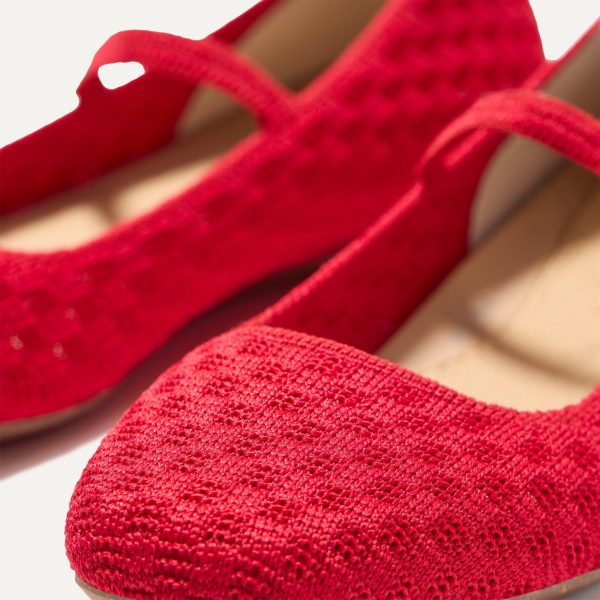 The Max Square Mary Jane - Red Crisp Basketweave - Image 7